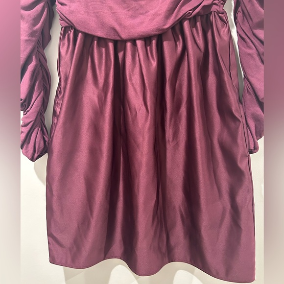 NWOT Zara Burgundy Combination Knit Mini dress Size M Long-sleeve Off Shoulder - Picture 10 of 10